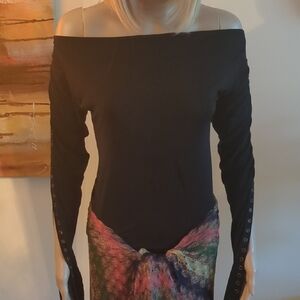 Sharagano Black Top with Logo Tag